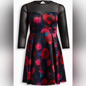 Torrid Fit & Flare Mini Crew Neck Illusion Dress - Size 2X NWT - Host Pick